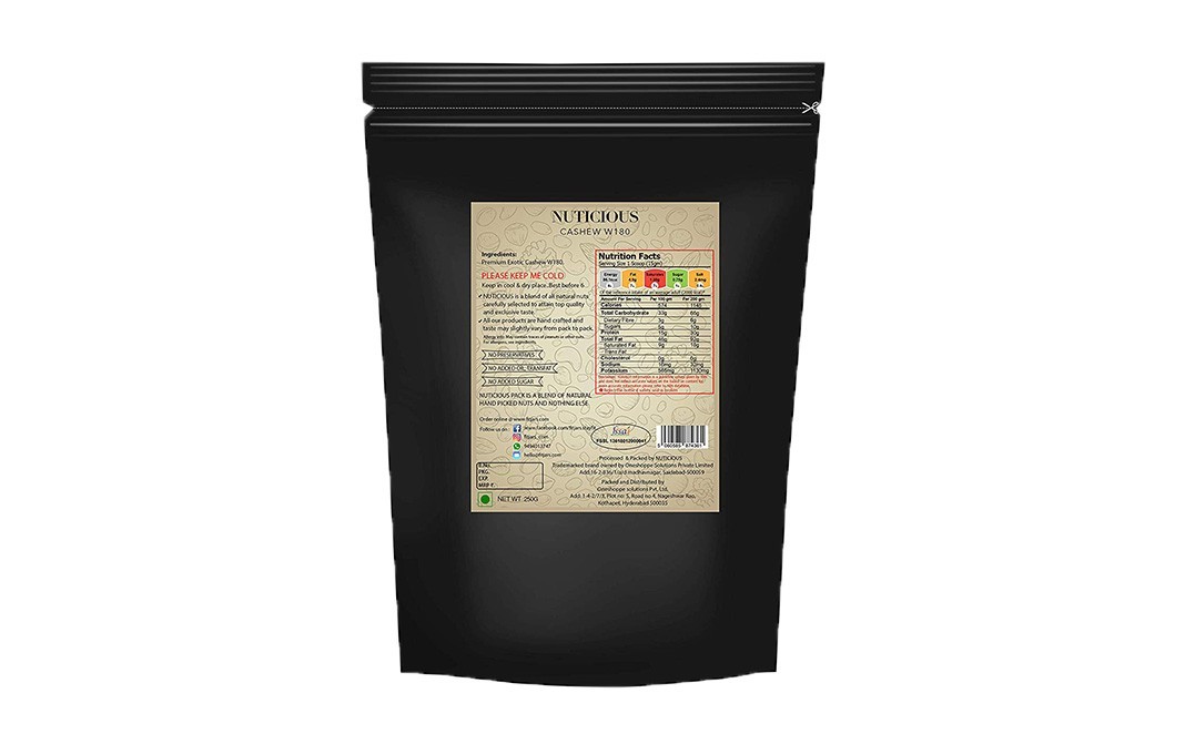 Nuticious Cashew W180    Pack  250 grams
